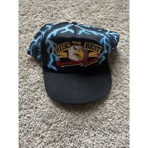 VTG Ride The Best Eagle American Thunder Lightning‎ Snapback Hat Motorcycle
